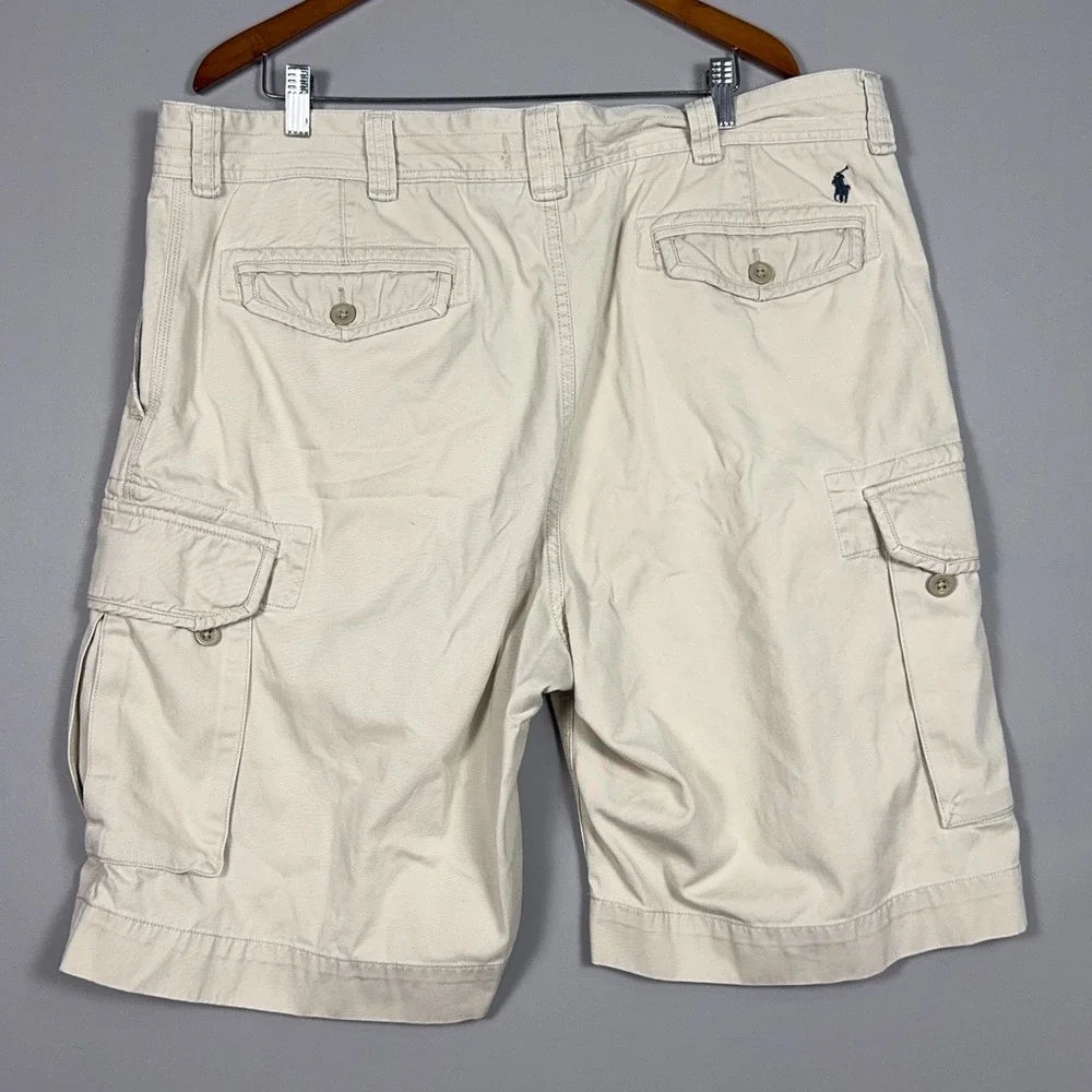 Polo Ralph Lauren Cargo Shorts Mens 42 Tall‎ Cotton Tan Khaki Utility Flat Front
